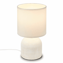 BRILONER - Tischlampe mit Stoffschirm, Kabelschalter, Keramikfuß, Lampe, Nachttischlampe, Tischleuchte, Dekolampe Flur, Bürolampe, Leselampe, Wohnzimmer, Schlafzimmer, 15x28 cm (DxH), Weiß Weiß 15 x 28 cm Angebot bei HelloDeals