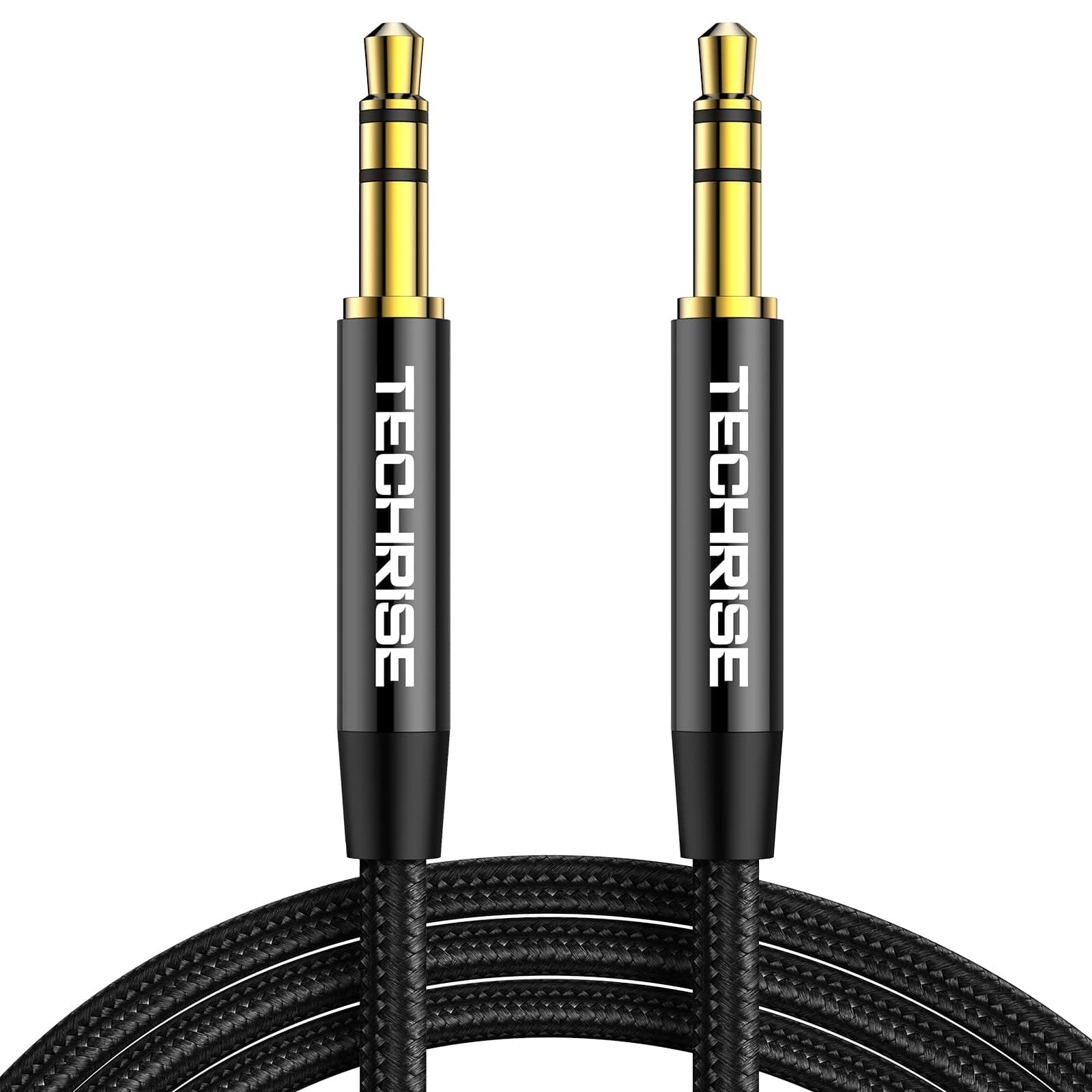 TechRise Aux Kabel, 3,5mm Klinke auf klinkenkabel, Nylon Geflochtenes Hochwertige Stereo Audio kabel für Kopfhörer, Autoradio, Galaxy A/M Serien, Redme Note Serie, PC, Tablets, Lautsprecher usw-1m Black 1M Angebot bei HelloDeals