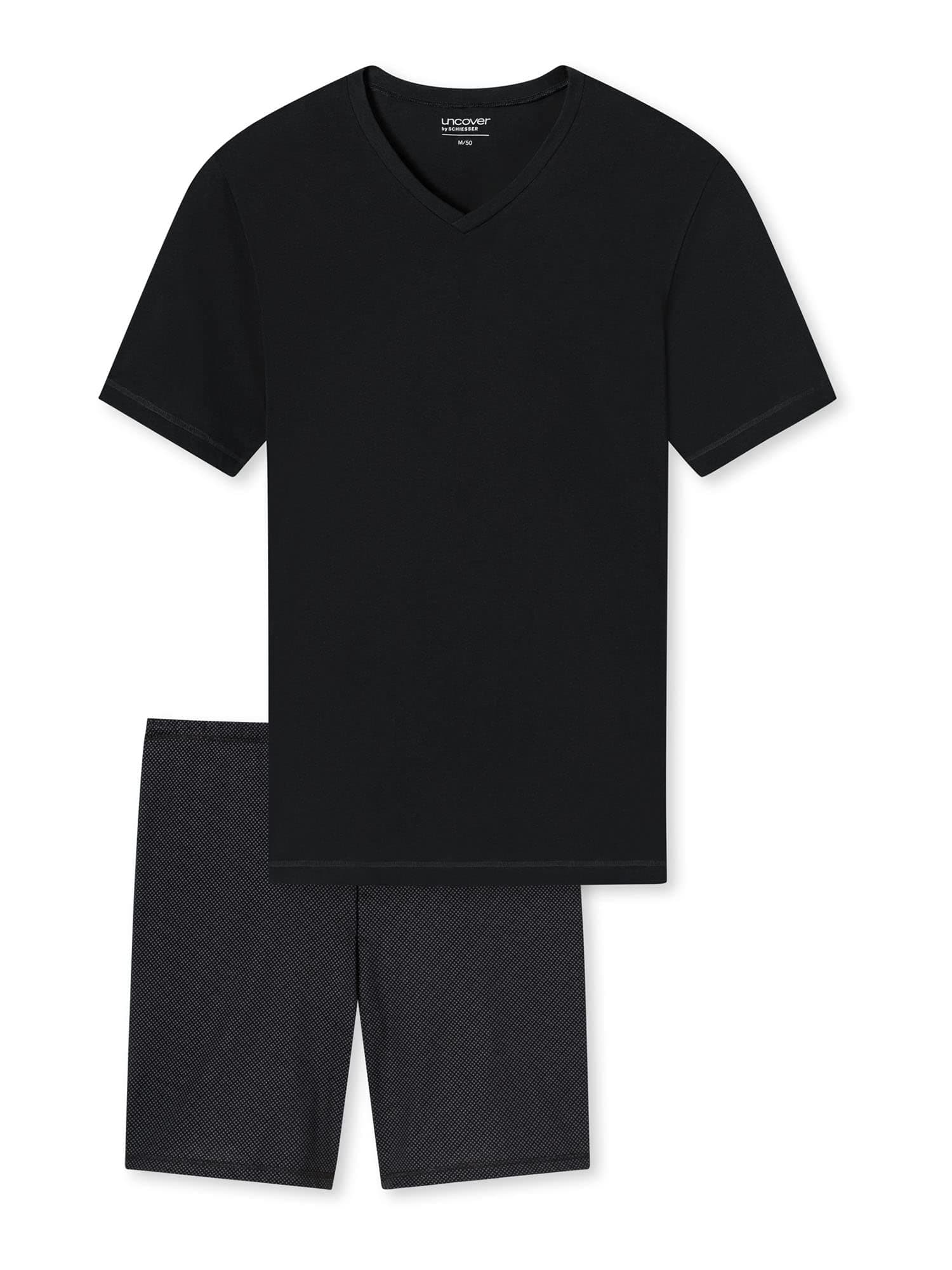 Uncover by Schiesser Herren Schlafanzug kurz 52 Schwarz Angebot bei HelloDeals
