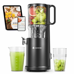 AOBOSI Slow Juicer mit 126mm XXL-Einfüllöffnung – 1,5L, 200W leiser Entsafter mit Rückwärtslauf, Dreifachfilter & Press-Schnecke – Entsafter Gemüse und Obst Testsieger,Schwarz Black Angebot bei HelloDeals