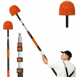 LAANPOLE 6m Staubwedel Teleskop Waschbar, Spinnenwebenentferner zum Reinigen, Spinnwebenbesen mit Teleskopstiel für Decken, Ecken, Spinnweben, für den Außen- und Innenbereich Geeignet Angebot bei HelloDeals