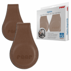 reer Clip&Go Magnetclip für Kinderwagen & Babyschalen | 2er-Set zum Befestigen von Mulltüchern & Spielzeug | starker Halt ohne Haken oder Klettverschluss | braun Angebot bei HelloDeals