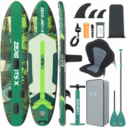 ZLX SUP Board mit Sitz Tragbar Stand up Paddling Board 320cm Stabil Aufblasbares Paddle Board für Erwachsene Familien Anfängerfreundlich, Anti-Rutsch Deck Dunkelgrün Angebot bei HelloDeals