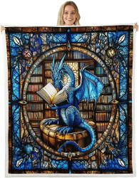Westlicher Drache Fleece Decke, Zwillinge Größe Blaues Druckbuch Bett werfen Geometrische Patchwork Abstrakt Heimdekor für Büro Mehrfarbig 20 152cm x 203cm Angebot bei HelloDeals