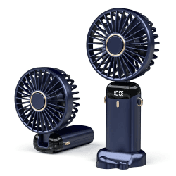 Mini-Handventilator USB, Taschenventilator Leise & Akku Aufladbar, Kleiner Tragbarer Faltbarer Ventilator für Reisen, Büro und Outdoor, 5 Geschwindigkeiten, 3000mAh Dunkelblau 18.8 x 9 x 4.65 cm Blau Angebot bei HelloDeals