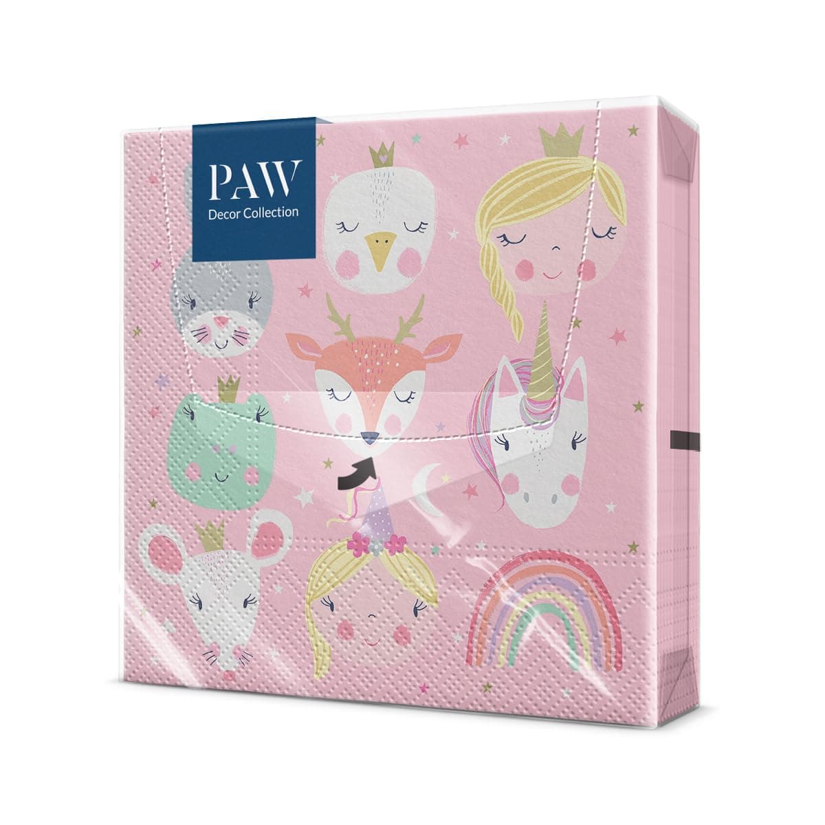 PAW - Servietten 3-lagig (33 x 33 cm) I 20 Stück I Perfekt für Kindergeburtstage, Partys, Kommunion und Feiern I Papierservietten Bunt mit Party Motiv I Tiere, Prinzessin, Rosa - Magical Friends Magical Friends 33 x 33 cm Angebot bei HelloDeals