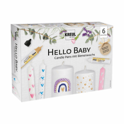 KREUL 49758 - Candle Pen 6er Set Hello Baby, 6 x 29 ml, feine Malspitze, Farben mit Bienenwachs zum Verzieren und Bemalen von Kerzen Angebot bei HelloDeals