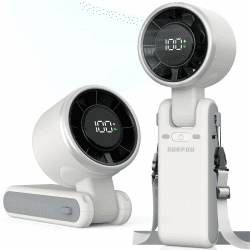 SURFOU Handventilator 4000mAh Akku, Tragbarer Mini Turbo Ventilator mit 5 Stufen, LED-Anzeige, 3-in-1 faltbar, USB-aufladbar, Leistungsstark für Büro, Reisen und Outdoor, Weiß Angebot bei HelloDeals