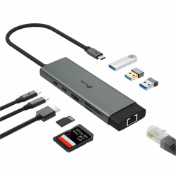 TP-Link UH9120C Docking Station USB C Hub PD100W, 4K 60Hz HDMI, 1× USB C, 3× USB A, Gigabit Ethernet, SD- und microSD-Karten, kompatibel mit MacOS, Windows, Linux, iPad OS, iOS, Android, ChromeOS 140*43*14.3 mm 9 Port USB-C Ethernet Docking Angebot bei HelloDeals
