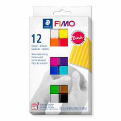 STAEDTLER ofenhärtende Modelliermasse FIMO soft in basic Farben, weich und geschmeidig, speziell für Einsteiger und Hobbykünstler, 12 Halbblöcke á 25g in sortierten , 8023 C12-1 12 Blocks Standard Angebot bei HelloDeals