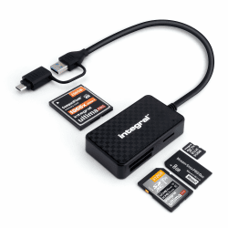 Integral 4-in-1 Speicherkartenleser, USB 3.0 & USB C Adapter für microSD, SD, Compact Flash, MS Duo/Pro - Für iPhone 15/16 Plus/Pro Max, MacBook Air, iPad, PC, Laptop, Tablet, Smartphone Angebot bei HelloDeals