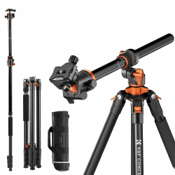 K&F CONCEPT Schwarz Neues Dreibein Stativ für Kamera, 230cm Professionelles Kamera Stativ mit Mittelsäule-Konstruktion, abziehbares Einbeinstativ, Tripod für Außen- und Innenaufnahmen T254A7+BH-28L 230 cm / 10 kg Kugelkopf / Aluminium Angebot bei HelloDeals