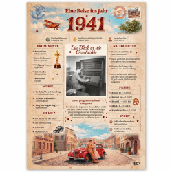 Geburtstagsgeschenk für Frau und Mann 85 Geburtstag Deko - Wandbild A4 | Geburtskarte 85 Mann und Frau - Eine Reise ins Jahr 1941 - Geschenk 85. Geburtstag für Männer und Frauen 1941 29.7L x 21B cm Angebot bei HelloDeals