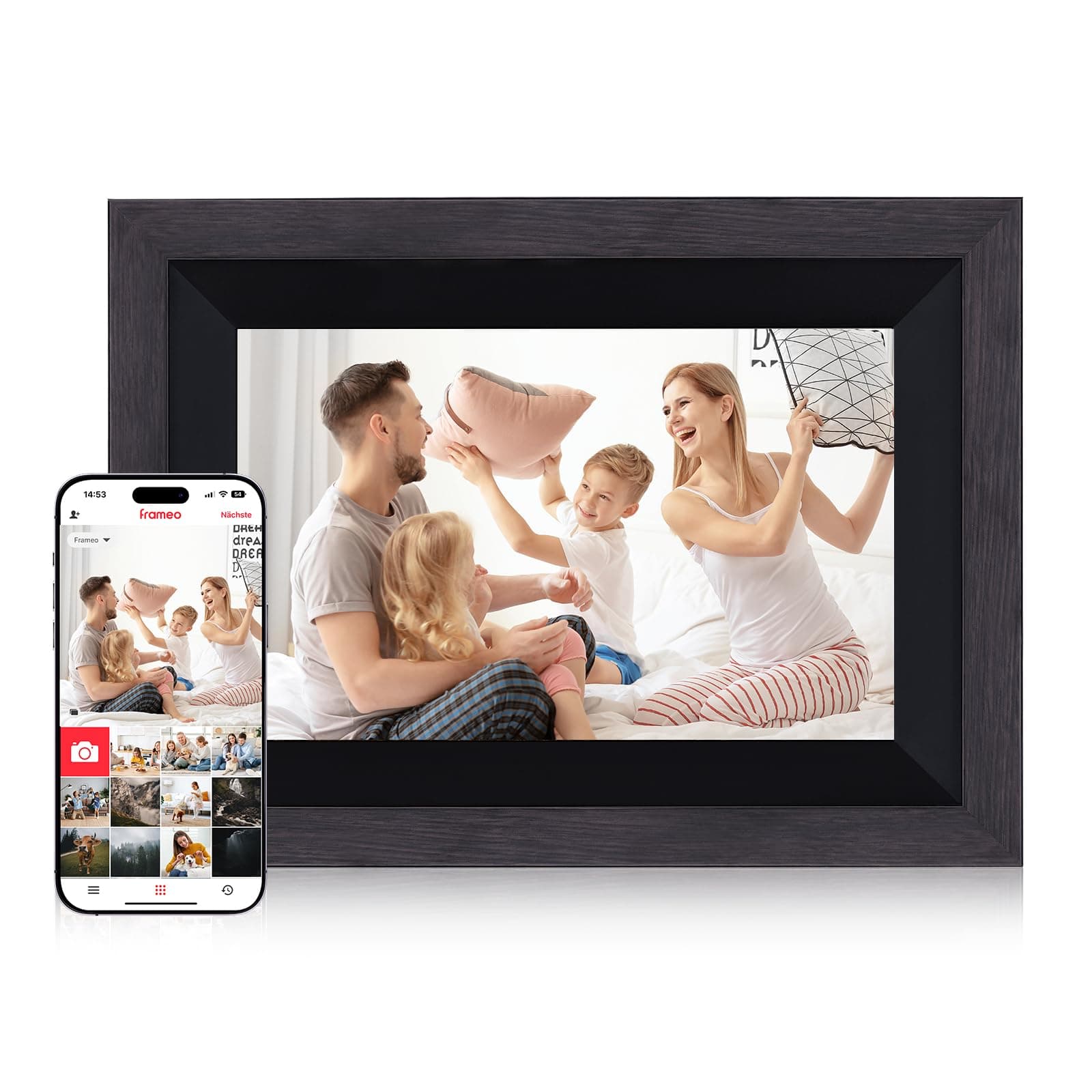 Digitaler Bilderrahmen, Rollei Smart Frame WiFi 105 10,1 Zoll Frameo WLAN Digital Photo Frame 1920x1200 Touchscreen 32GB Speicher Holz Schwarz Digitaler-Bilderrahmen-Digital-Elektronischer-Fotorahmen 10,1" Holz Schwarz Angebot bei HelloDeals