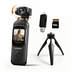 kaysunlink 1080P Vlogging-Kamera mit 270° drehbarem Objektiv, Handheld POV Pocket Camera mit Touchscreen & WiFi, 5 Stunden Leistung, EIN-Knopf-Aufnahme-Camcorder mit 64GB Karte für den täglichen Standard Edition+64GB Angebot bei HelloDeals