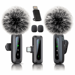 Mikrofon, Mikrofon für iPhone und USB-C-Stecker, lavalier mikrofon mit Rauschunterdrückung, LED-Display und drehbarem Clip, ideal für Vlog, TikTok und Inhaltserstellung 01_All iPhones & Androids Angebot bei HelloDeals