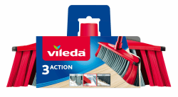 Vileda 3Action Besen - Kombination von 3 Borsten - für Staub, groben Schmutz und Haare und für Ecken Grau, Rot 1-Pack Angebot bei HelloDeals