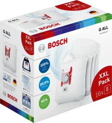 Bosch 16x Staubsaugerbeutel Typ G ALL BBZ16GALL, 99,9% Feinstaubfilterung, höhere Reinigungsleistung, 50% längere Nutzungsdauer, passend für alle Baureihen außer BSG8, BSN1 Beutel 16er-Set Angebot bei HelloDeals
