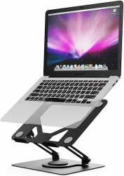GRIFEMA Laptop Ständer Höhenverstellbar, Faltbarer Laptop Stand, bis 5 kg | 360° Drehbare Basis, Ergonomisches Belüftetes Design, Laptopständer für MacBook Air/Pro, Dell & 11-16'' Notebooks, Schwarz Angebot bei HelloDeals