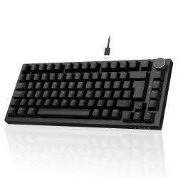 AJAZZ AK820 Mechanical Keyboard, 75% Hot Swappable Wired Keyboard with Volume Control Knob, German QWERTZ Layout, PBT Keycaps, Five-Layer Sound Insulation Pad, 82-Keys Gaming Keyboard, Black QWERTZ Black Angebot bei HelloDeals