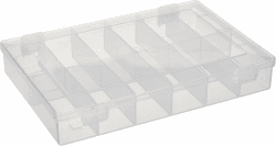 hünersdorff Sortimentskasten PP-Classic mit 12 Fächern | stabile Sortierbox für Schrauben und andere Kleinteile | feste Facheinteilung | 22,5 x 33,5 x 5,5 cm, transparent 12 Fächer Transparent Angebot bei HelloDeals