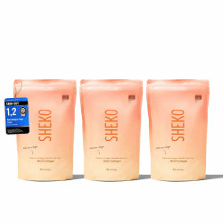 SHEKO Kollagen Pulver 3x 450g - Collagen Hydrolysat Peptide Typ 1, 2, 3 | Hochdosiertes Rinderkollagen - geschmacksneutral, laktosefrei, löslich, ohne Zusatzstoffe - Made in Germany 3 x 450 g Angebot bei HelloDeals