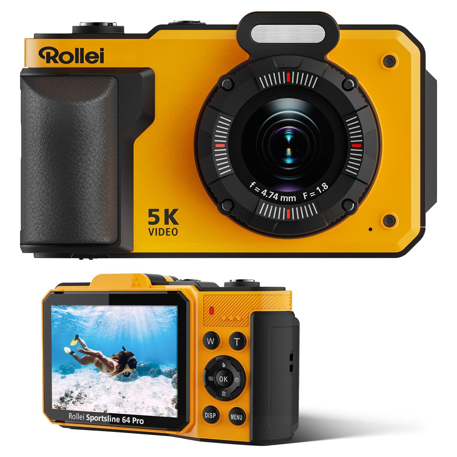 Rollei Sportsline 64 Pro Unterwasserkamera 5K 64MP Digitalkamera wasserdichte Unterwasser Kamera mit Sony 21MP Sensor 18X Digitalzoom EIS Bildstabilisierung Unterwasserkamera-Digitalkamera-Kamera Schwarz Angebot bei HelloDeals