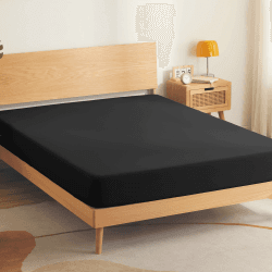 SONIVE Spannbettlaken Atmungsaktives Bettlaken für Boxspringbett Topper bis 30 cm,Gebürstete Jersey Polyester,Weich,rutschfest,Schwarz,160x200cm Black 160*200 Angebot bei HelloDeals