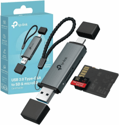 TP-Link UA430D SD Kartenleser USB 3.0, 2-in-1 Type-C & Type-A, Plug & Play, kompatibel mit SD/MicroSD, UHS-I bis 200 MB/s, Kompatibel mit iOS/Android/Mac/Windows/Linux/iPadOS/Chrome USB-C&A CardReader Angebot bei HelloDeals