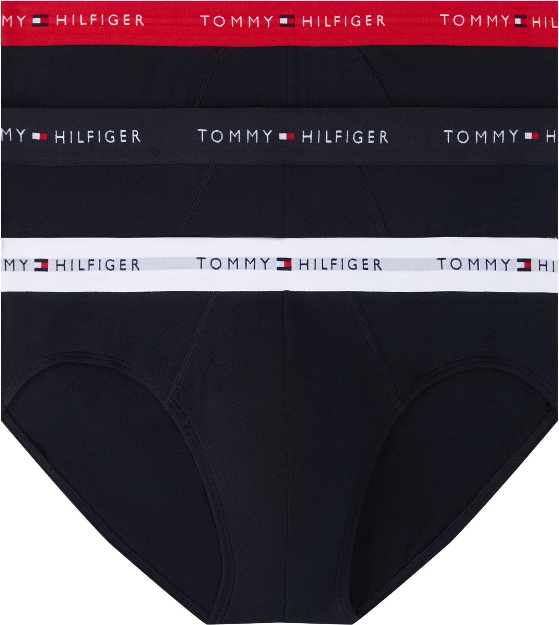 Tommy Hilfiger Herren 3er Pack Unterhosen Hip Briefs mit Logobund L Black (des Sky/Primary Red/White) Legacy Angebot bei HelloDeals