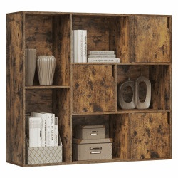WOLTU Bücherregal mit 8 Fächern, Regal mit 3 Türen, Standregal Aktenregal Ordnerregal, Aufbewahrungsregal für Büro Wohnzimmer Arbeitszimmer, 106x96x30 cm, Rustikales Braun, SK056vbn Angebot bei HelloDeals