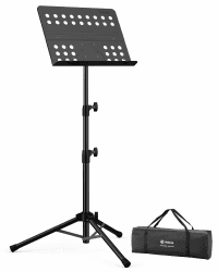 Vekkia Notenständer – Professioneller Notenständer klappbar stabil aus Metall mit perforierter Notenablage, höhenverstellbar und faltbar, inkl. Tragetasche, ideal für Bandauftritte und Proben 142cm Höhe Angebot bei HelloDeals