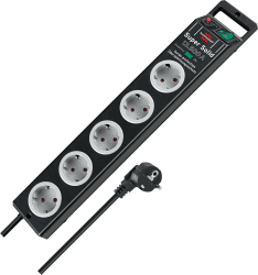 Brennenstuhl Super-Solid Steckdosenleiste 5-Fach mit Überspannungsschutz | 2,5m Kabel und Schalter - aus bruchfestem Polycarbonat, schwarz/grau schwarz 5-fach mit Überspannungsschutz Angebot bei HelloDeals