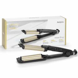 BaByliss Easy Waves – Welleneisen für Beach Waves, Keramik-Titanium-Beschichtung, 3 Temperatureinstellungen, Hitzebeständige Spitzen, Gold & Schwarz, C260E Angebot bei HelloDeals