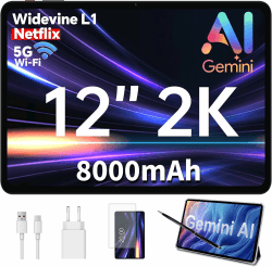 ODEA Tablet 12 Zoll 2K Display Android Tablets mit Stift und Hülle, 8000mAh Akku, 128GB ROM((bis 2TB TF), CPU T7200, Widevine L1, GPS, 5GHz WLAN, BT5.0, 13MP+8MP Tablet Unterstützung Gemini AI Grün Komplettpaket (Tablet + Hülle + Stift) Angebot bei HelloDeals