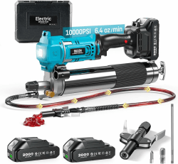Seesii Akku Fettpresse: Hocheffizientes 6,4 oz/min 10000 PSI Elektrische Fettpresse Kit mit 2*2,0Ah Batterien, 39.4'' Schlauch & LED-Beleuchtung, entwickelt für Landwirte, LKW-Fahrer und Baumaschinen Hellblau Angebot bei HelloDeals