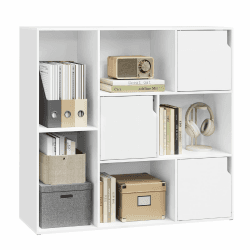 WOLTU Bücherregal mit 8 Fächern, Regal mit 3 Türen, Standregal Aktenregal Ordnerregal, Aufbewahrungsregal für Büro Wohnzimmer Arbeitszimmer, 106x96x30 cm, Weiß, SK056ws Angebot bei HelloDeals