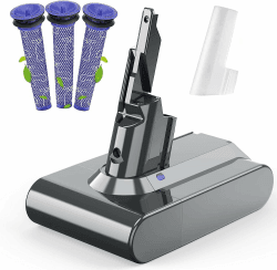 V7 6.0Ah Ersatzakku für Dyson Animal, Cord-Free, Extra, Fluffy, Mattress staubsauger, Motorhead, SV11, Trigger+ Pro Car+Boat Staubsauger + 3Pcs Filter Gray Angebot bei HelloDeals