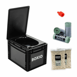 BOXIO - Toilet Plus: Campingtoilette Starter Kit mit Hemp, Plug & Bags, Mobile Trockentrenntoilette ohne Chemie für Camping, Van, Outdoor, Dachzelt: Toilette auf Eurobox Basis ohne Strom für unterwegs Angebot bei HelloDeals