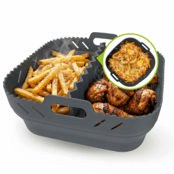 GOURMETmaxx Silikonform Heißluftfritteuse 4L - ideales Airfryer Zubehör | Heißluftfritteuse Zubehör mit Trennwand | Wiederverwendbar Air Fryer Silikon Einsatz | Silikon Backform 21,2 x 21,2 x 8 cm 1er Set Angebot bei HelloDeals