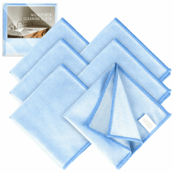 Fensterputztücher Mikrofasertücher, Glastücher für Scheiben, Fenster und Glas, Streifenfrei und Fusselfrei, 30x30 cm, 6er-Pack, Blau Angebot bei HelloDeals