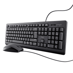 Trust Taro Kabelgebundenes Tastatur und Maus Set, Deutsches Layout QWERTZ | Leise Tasten und Maustasten, Spritzwassergeschützt, USB-Anschluss, für PC Laptop MacBook Windows macOS, Schwarz Angebot bei HelloDeals