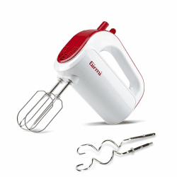 Girmi SB02 Elektrischer Handmixer, 170 W, Edelstahl-Rührbesen für Sahne und Eiweiß, Turbo-Funktion, Edelstahl-Knethaken für süße und salzige Teige, 5 Geschwindigkeiten, Weiß/Rot. Angebot bei HelloDeals