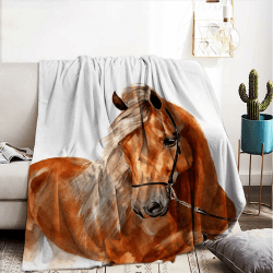 Kuscheldecke Mit Pferdmotiv, 3D Pferdemuster Wohndecke Sofadecke, Weiche Warme Fleecedecke für Erwachsene, Couch Schlafzimmer Dekor (C, 150x200cm) 150x200cm C Angebot bei HelloDeals