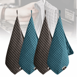 4 Stück Barista Tücher, 30x30cm Waffeltücher, Küchenlappen aus Microfaser, Extrem saugstark & langlebig, Mikrofasertücher Barista Zubehör, für Kaffeemaschinen, Küchenspültücher(Braun/Blau) Braun, Blau Angebot bei HelloDeals