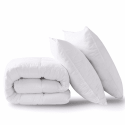 HIG Bettdecke 155x220cm Set mit Kissen – Ganzjahresdecke mit 250GSM Mikrofaserfüllung, Kopfkissen 80x80cm – Oeko-Tex Zertifiziert - Kuschelweich Waschbar für Schlafzimmer Gästezimmer Ferienwohnung Weiß 155x220 + 80x80 cm Angebot bei HelloDeals