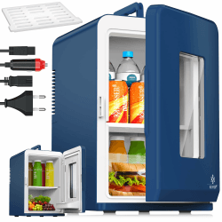 KESSER® 2in1 Mini Kühlschrank Kühlbox 15 Liter Kühl & Heizfunktion Tragbarer AC DC 220-240V/12V Steckdose & Zigarettenanzünder Warmhaltebox Thermobox Auto Büros Zimmer Camping Garten Navyblau Angebot bei HelloDeals