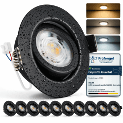 BOJIM LED Spots 230V Dimmbar für Bad IP44, Einbaustrahler LED Schwarz 68mm - 80mm Lochmaß, Deckenspots 7W, Warmweiß Kaltweiß Neutralweiß, Einbauleuchten Flach für Küche Wohnzimmer, 10er Set Schwarz 10er Set Angebot bei HelloDeals
