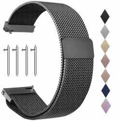 Edelstahl Mesh Uhrenarmband, Metall Ersatz Armband Edelstahlarmband mit Magnetverschluss Smartwatch Schnellverschluss Watch Uhren Ersatzband Für Damen Herren Schwarz 22mm Angebot bei HelloDeals