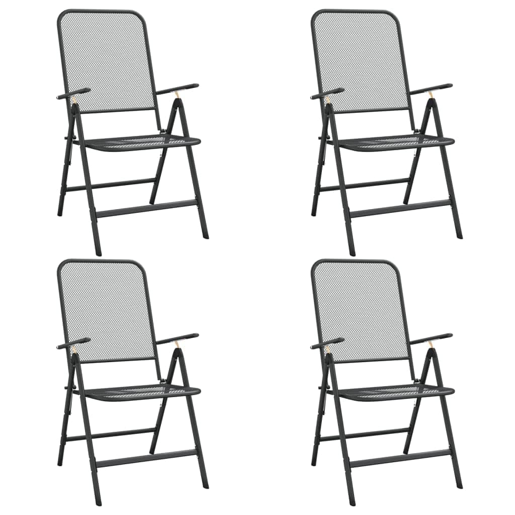 vidaXL 4X Klappbar Gartenstuhl Campingstuhl Balkonstuhl Terrassenstuhl Stühle Sitzgruppe Gartenmöbel Sitzgarnitur Essstuhl Streckgitter Anthrazit Angebot bei HelloDeals